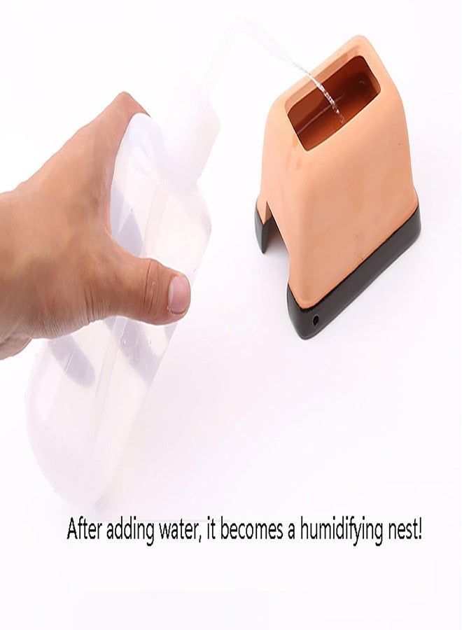 OMEM Premium Reptile Humidification Cave with Basin for Leopard Geckos Professional Clay Pottery Hideaway(Large) - Image 3